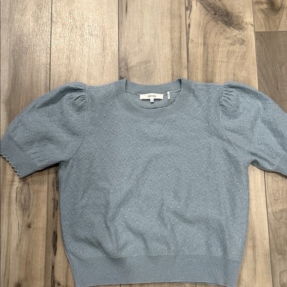 FRAME Pointelle Puff Sleeves Cashmere Sweater Pullover.  100% Cashmere. - Picture 5 of 10